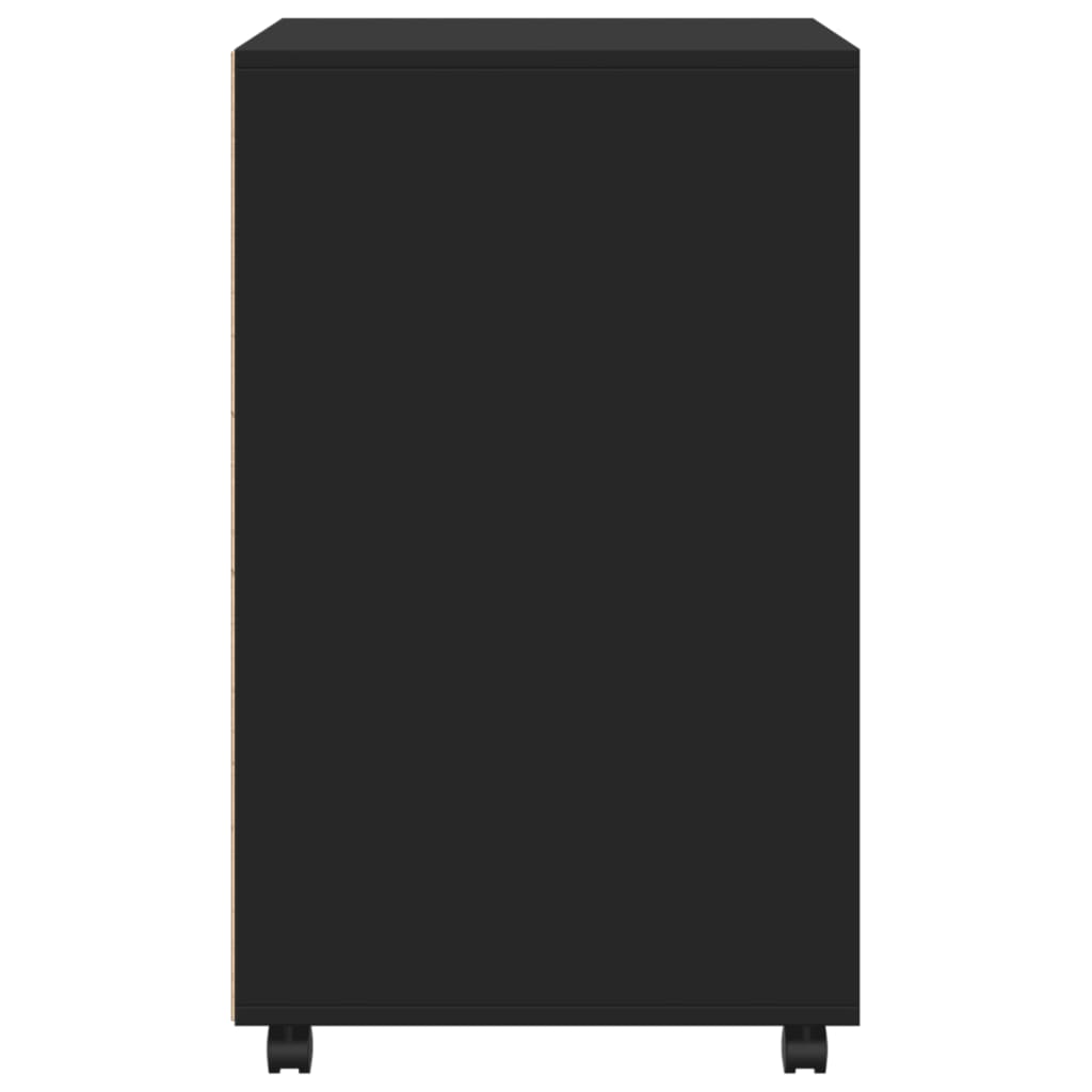 vidaXL Dulap cu roți, negru, 60x48x81 cm, lemn prelucrat vidaXL Dulap cu roți, negru, 60x48x81 cm, lemn prelucrat