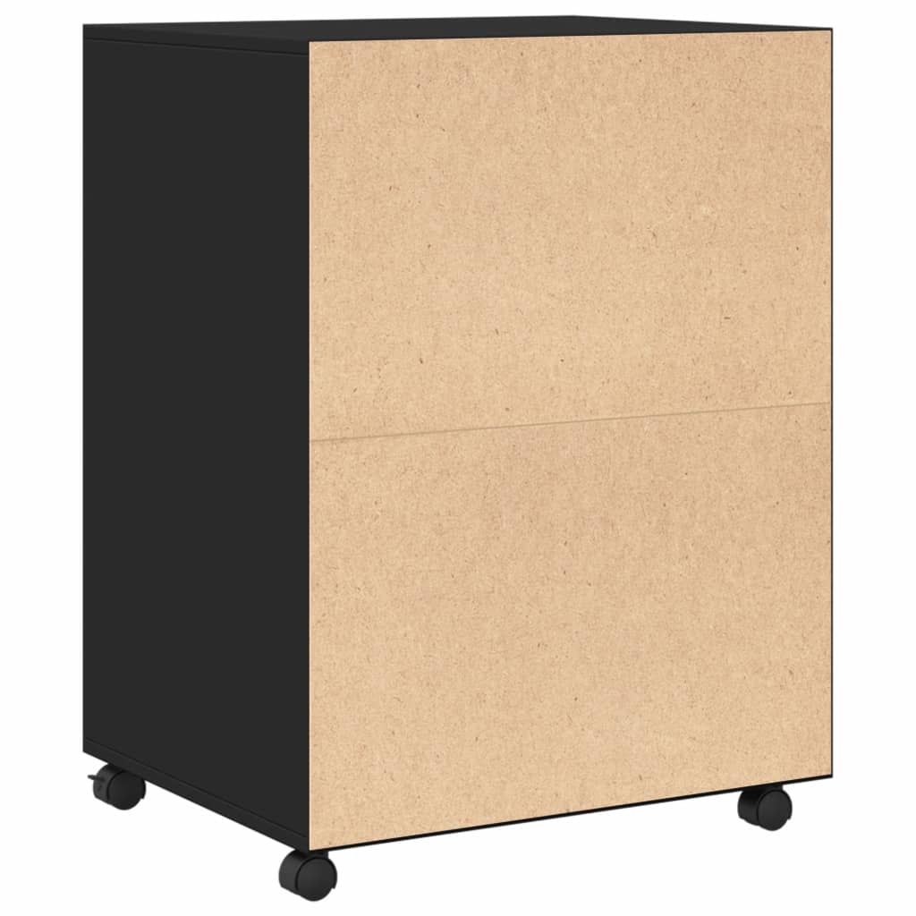 vidaXL Dulap cu roți, negru, 60x48x81 cm, lemn prelucrat vidaXL Dulap cu roți, negru, 60x48x81 cm, lemn prelucrat
