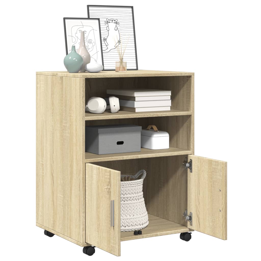 vidaXL Dulap cu roți, stejar sonoma, 60x48x81 cm, lemn prelucrat vidaXL Dulap cu roți, stejar sonoma, 60x48x81 cm, lemn prelucrat