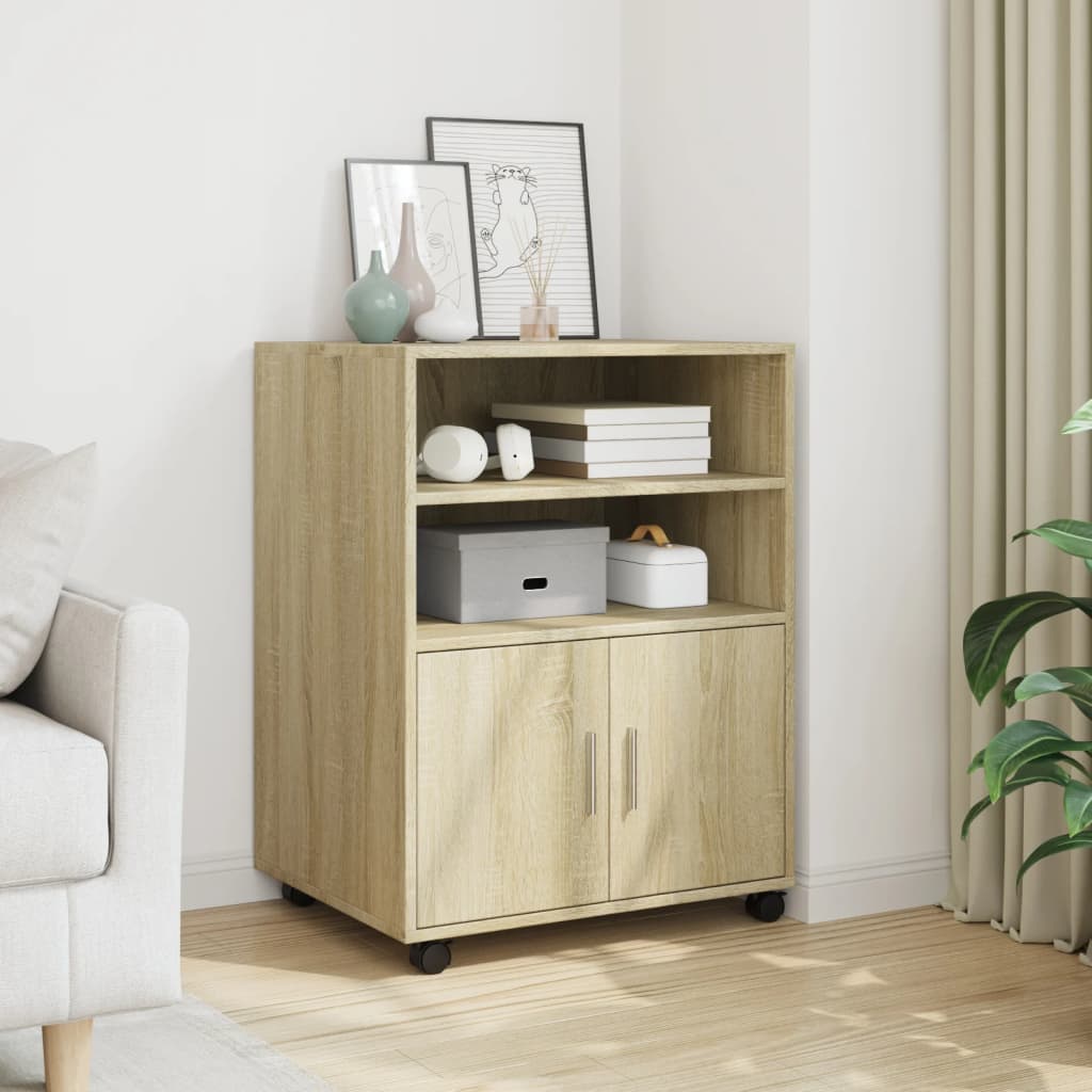 vidaXL Dulap cu roți, stejar sonoma, 60x48x81 cm, lemn prelucrat vidaXL Dulap cu roți, stejar sonoma, 60x48x81 cm, lemn prelucrat