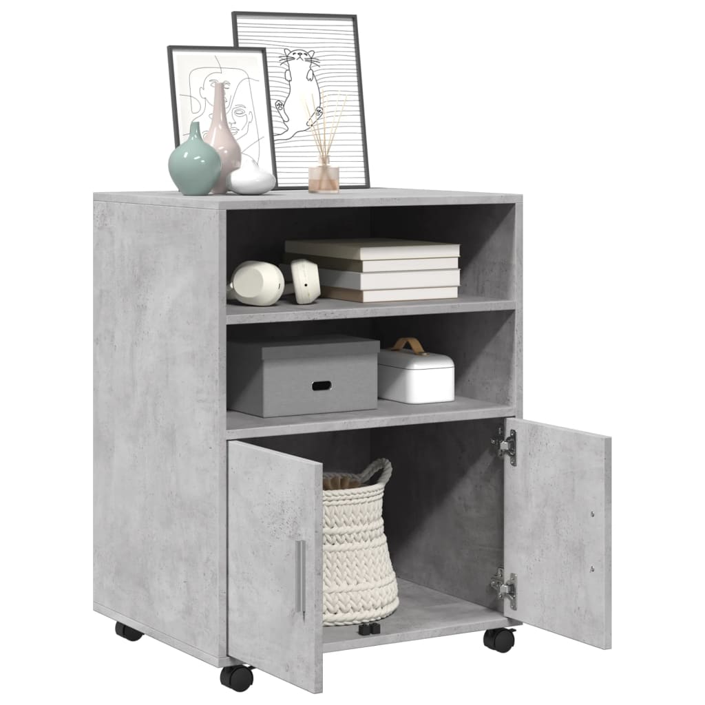vidaXL Dulap cu roți, gri beton, 60x48x81 cm, lemn prelucrat vidaXL Dulap cu roți, gri beton, 60x48x81 cm, lemn prelucrat
