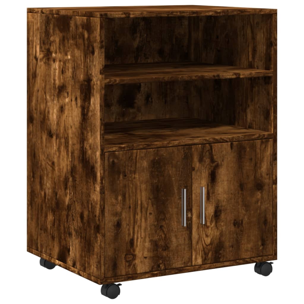 vidaXL Dulap cu roți, stejar fumuriu, 60x48x81 cm, lemn prelucrat vidaXL Dulap cu roți, stejar fumuriu, 60x48x81 cm, lemn prelucrat