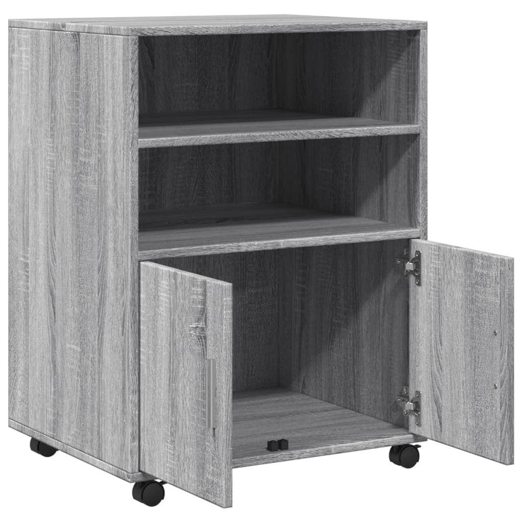 vidaXL Dulap cu roți, gri sonoma, 60x48x81 cm, lemn compozit vidaXL Dulap cu roți, gri sonoma, 60x48x81 cm, lemn compozit
