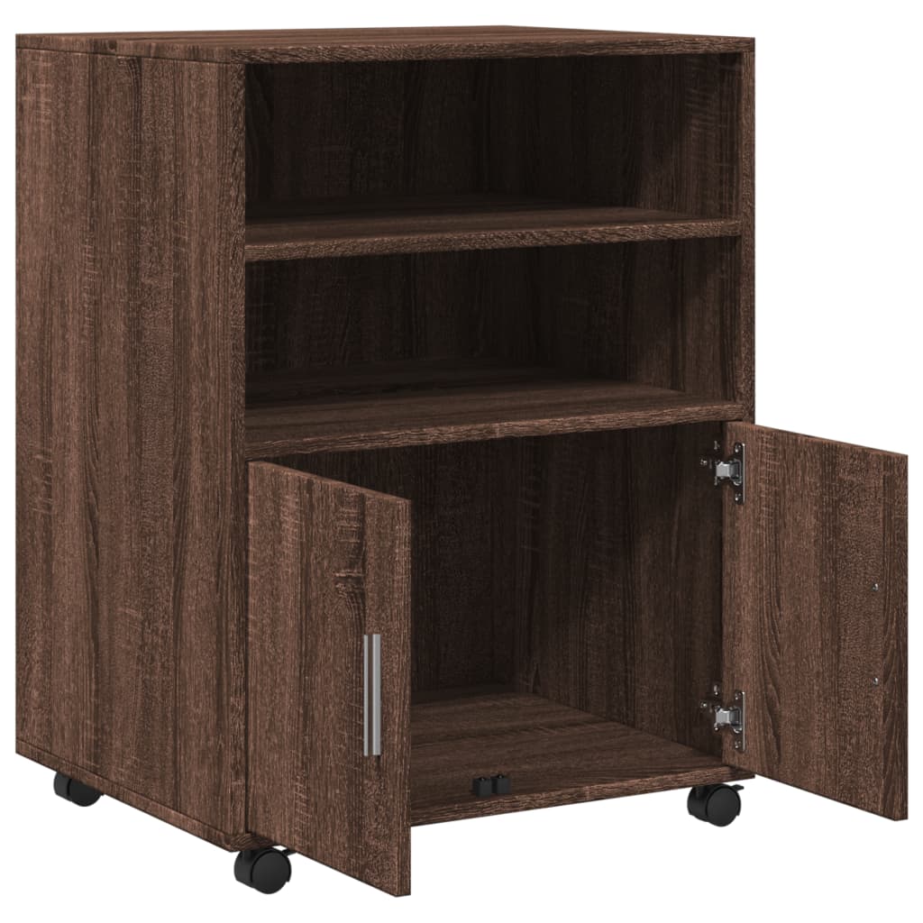 vidaXL Dulap cu roți, stejar maro, 60x48x81 cm, lemn compozit vidaXL Dulap cu roți, stejar maro, 60x48x81 cm, lemn compozit