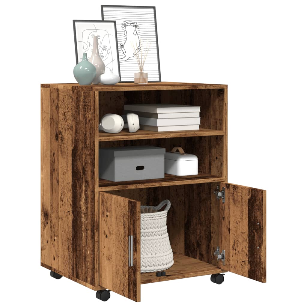 vidaXL Dulap cu roți, lemn vechi, 60x48x81 cm, lemn prelucrat vidaXL Dulap cu roți, lemn vechi, 60x48x81 cm, lemn prelucrat