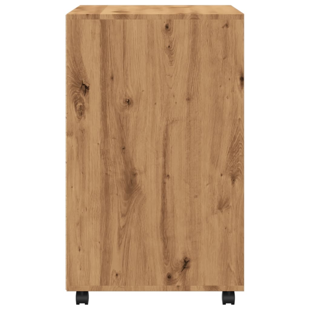 vidaXL Dulap cu roți, stejar artizanal, 60x48x81 cm, lemn prelucrat vidaXL Dulap cu roți, stejar artizanal, 60x48x81 cm, lemn prelucrat