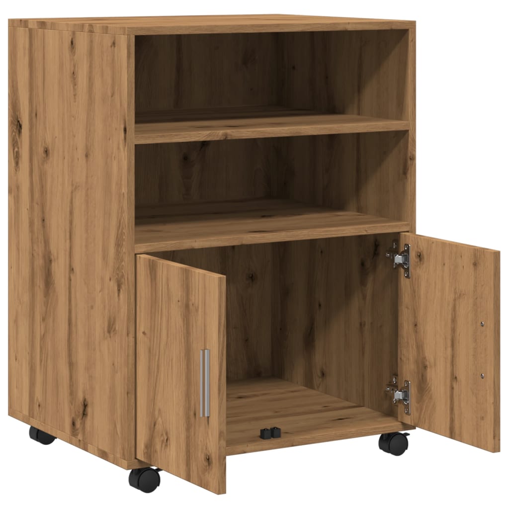 vidaXL Dulap cu roți, stejar artizanal, 60x48x81 cm, lemn prelucrat vidaXL Dulap cu roți, stejar artizanal, 60x48x81 cm, lemn prelucrat