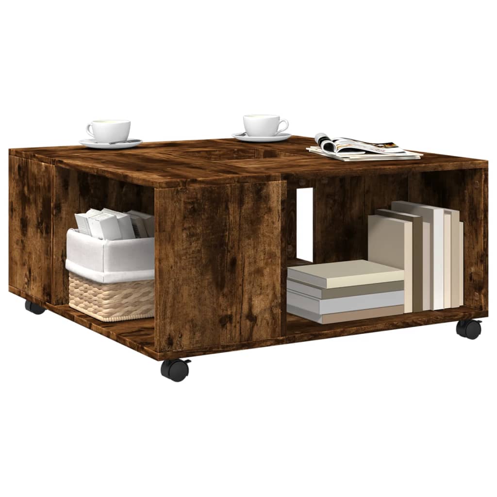 vidaXL Măsuță de cafea, stejar fumuriu, 80x80x40 cm, lemn prelucrat vidaXL Măsuță de cafea, stejar fumuriu, 80x80x40 cm, lemn prelucrat