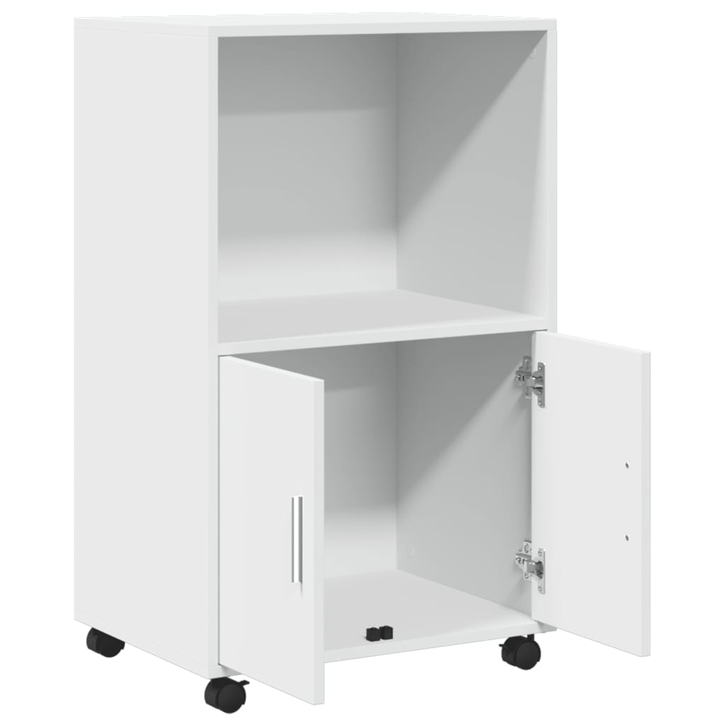 vidaXL Dulap cu roți, alb, 55x40x91 cm, lemn prelucrat