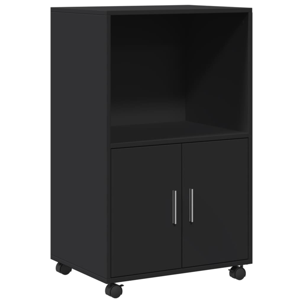 vidaXL Dulap cu roți, negru, 55x40x91 cm, lemn prelucrat