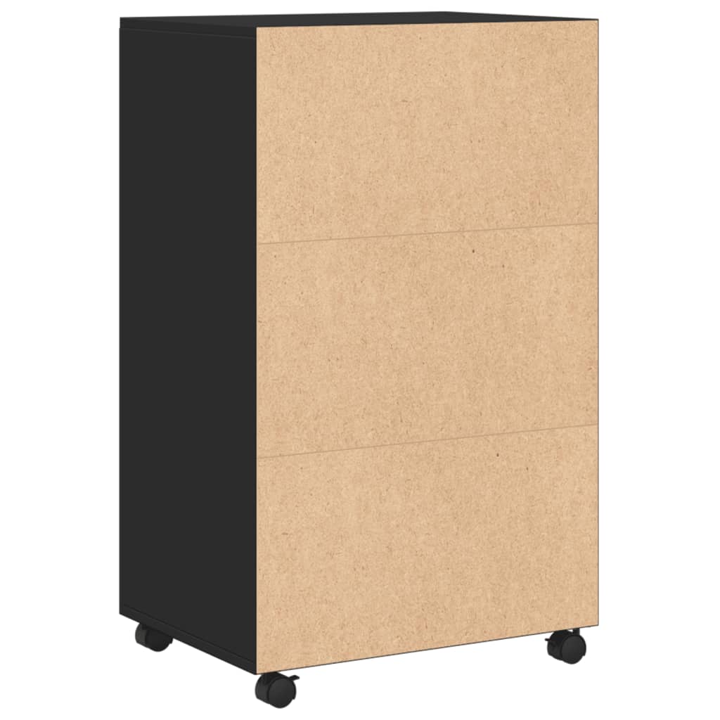 vidaXL Dulap cu roți, negru, 55x40x91 cm, lemn prelucrat