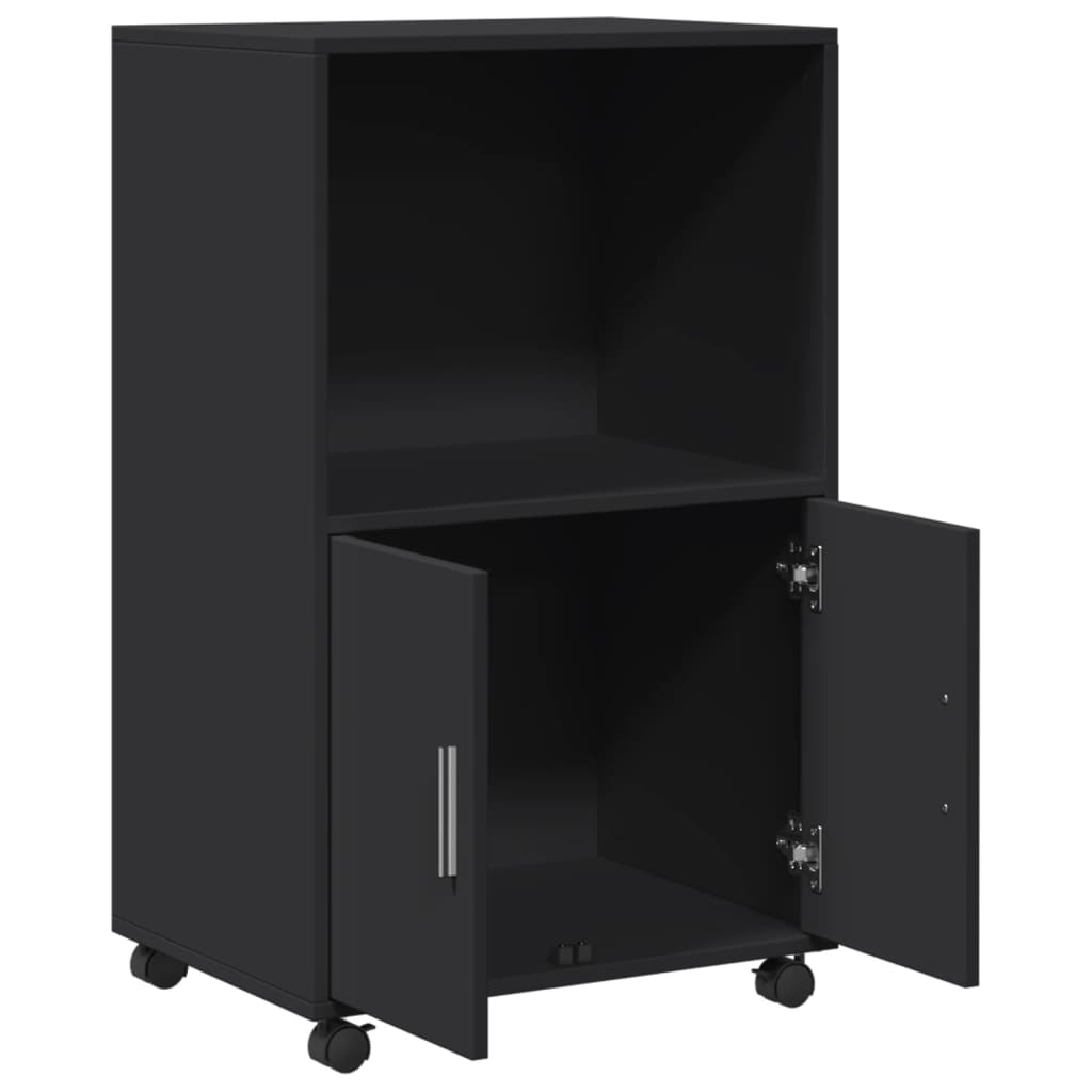 vidaXL Dulap cu roți, negru, 55x40x91 cm, lemn prelucrat