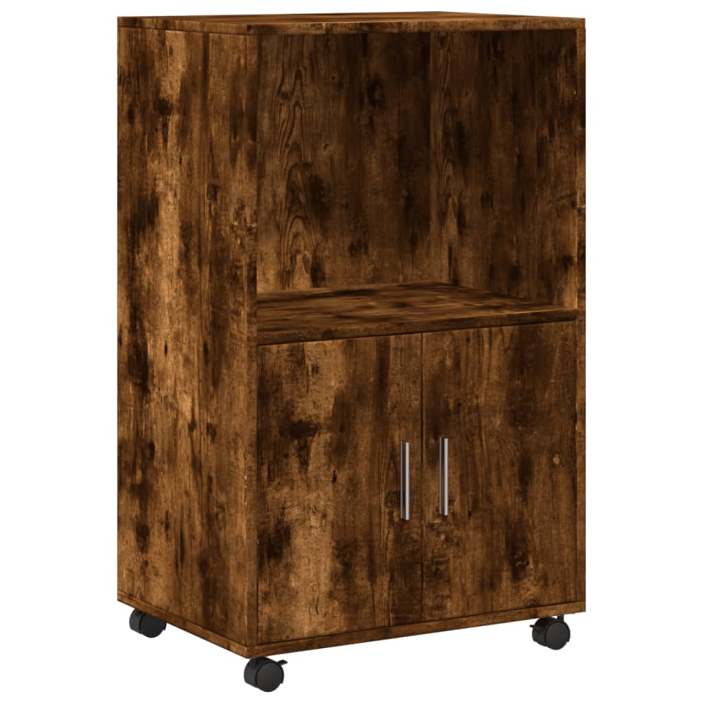 vidaXL Dulap cu roți, stejar fumuriu, 55x40x91 cm, lemn prelucrat vidaXL Dulap cu roți, stejar fumuriu, 55x40x91 cm, lemn prelucrat