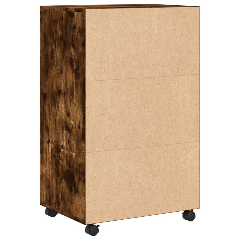 vidaXL Dulap cu roți, stejar fumuriu, 55x40x91 cm, lemn prelucrat vidaXL Dulap cu roți, stejar fumuriu, 55x40x91 cm, lemn prelucrat