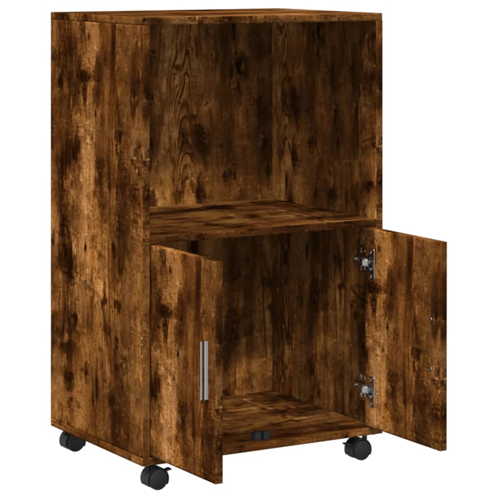 vidaXL Dulap cu roți, stejar fumuriu, 55x40x91 cm, lemn prelucrat vidaXL Dulap cu roți, stejar fumuriu, 55x40x91 cm, lemn prelucrat