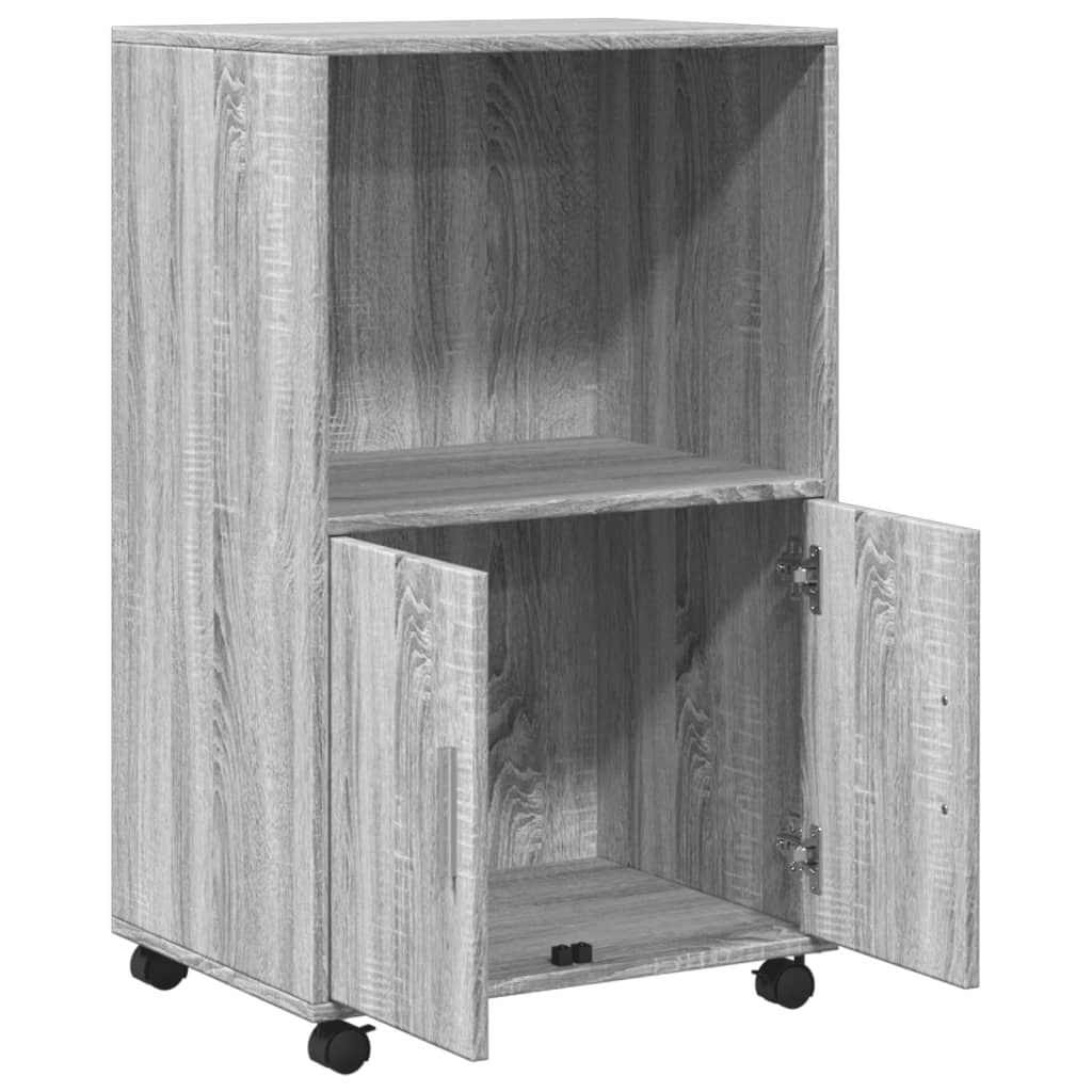 vidaXL Dulap cu roți, gri sonoma, 55x40x91 cm, lemn compozit vidaXL Dulap cu roți, gri sonoma, 55x40x91 cm, lemn compozit