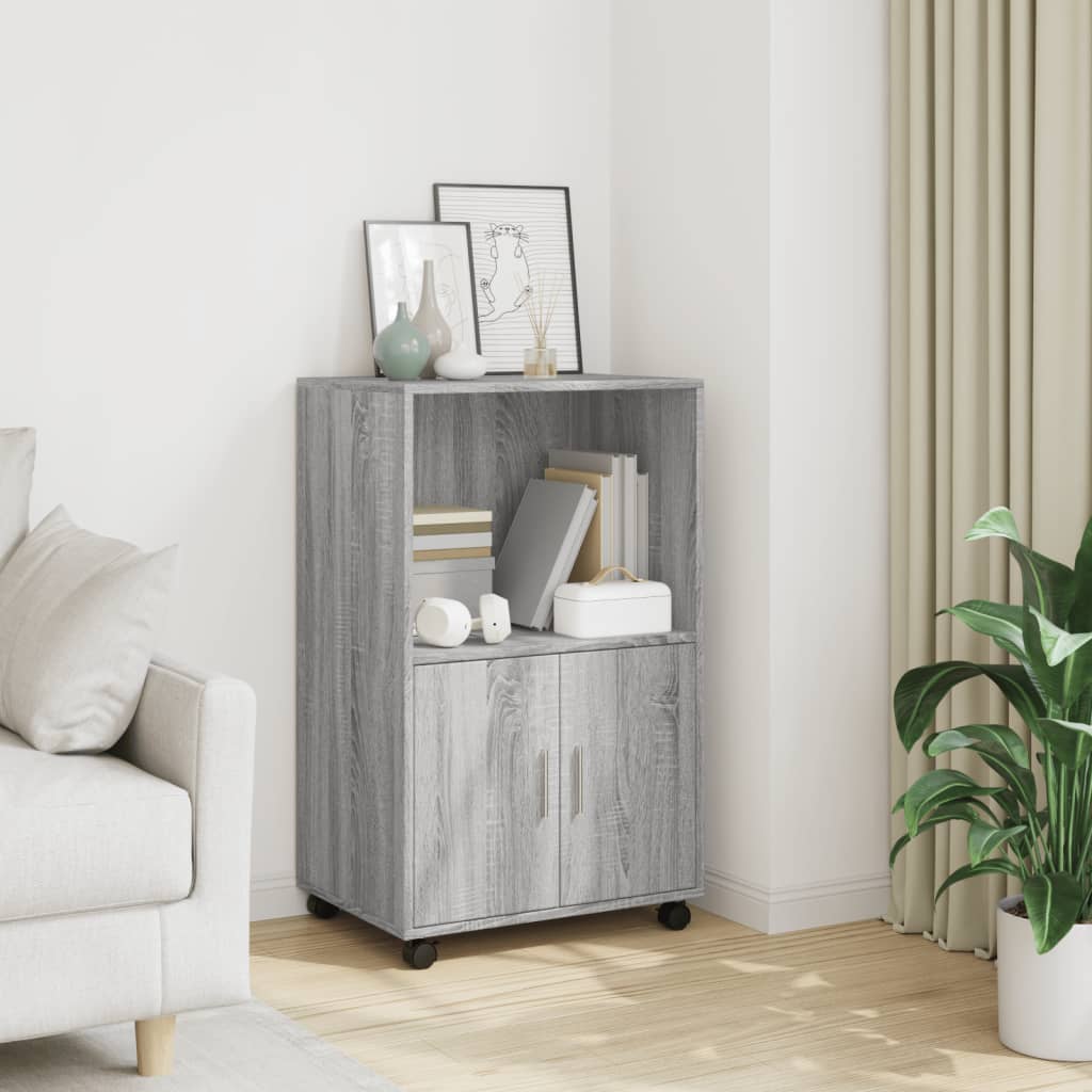 vidaXL Dulap cu roți, gri sonoma, 55x40x91 cm, lemn compozit vidaXL Dulap cu roți, gri sonoma, 55x40x91 cm, lemn compozit