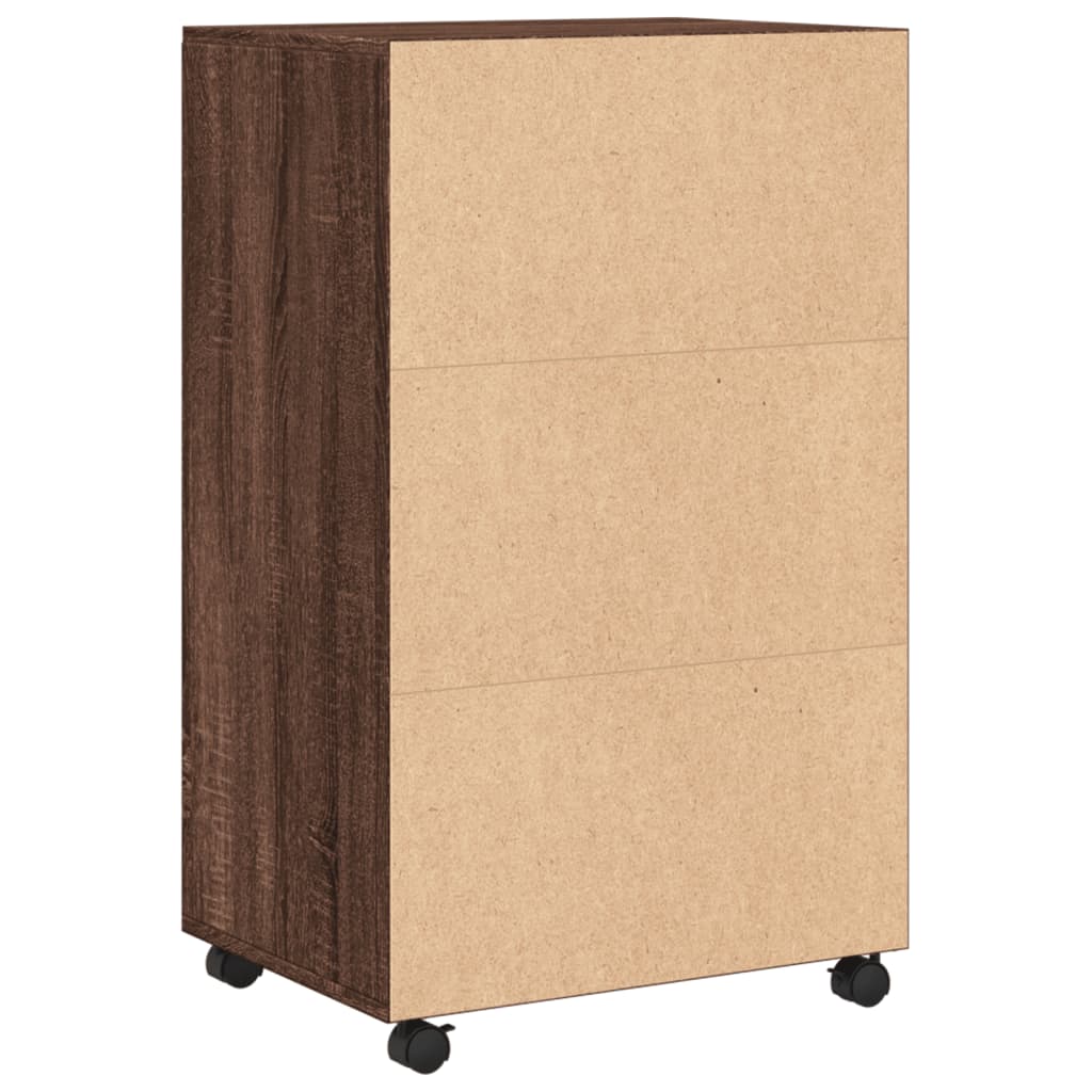 vidaXL Dulap cu roți, stejar maro, 55x40x91 cm, lemn compozit vidaXL Dulap cu roți, stejar maro, 55x40x91 cm, lemn compozit