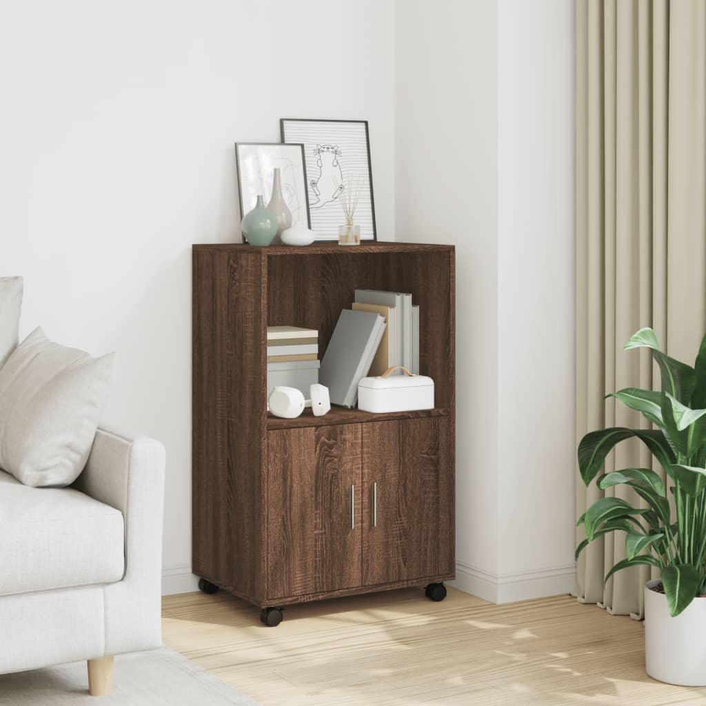vidaXL Dulap cu roți, stejar maro, 55x40x91 cm, lemn compozit vidaXL Dulap cu roți, stejar maro, 55x40x91 cm, lemn compozit