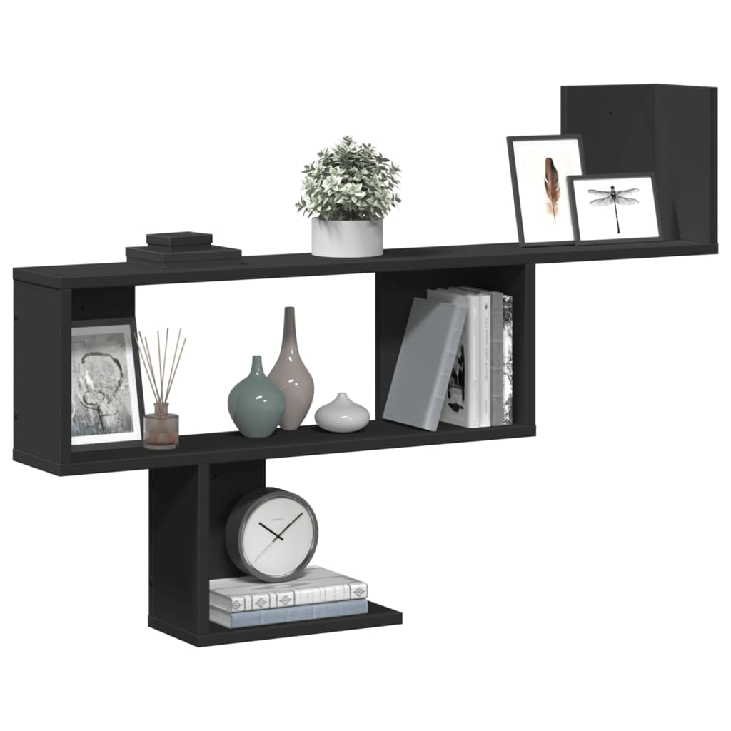 vidaXL Raft de perete, negru, 100x15x70 cm, lemn prelucrat vidaXL Raft de perete, negru, 100x15x70 cm, lemn prelucrat