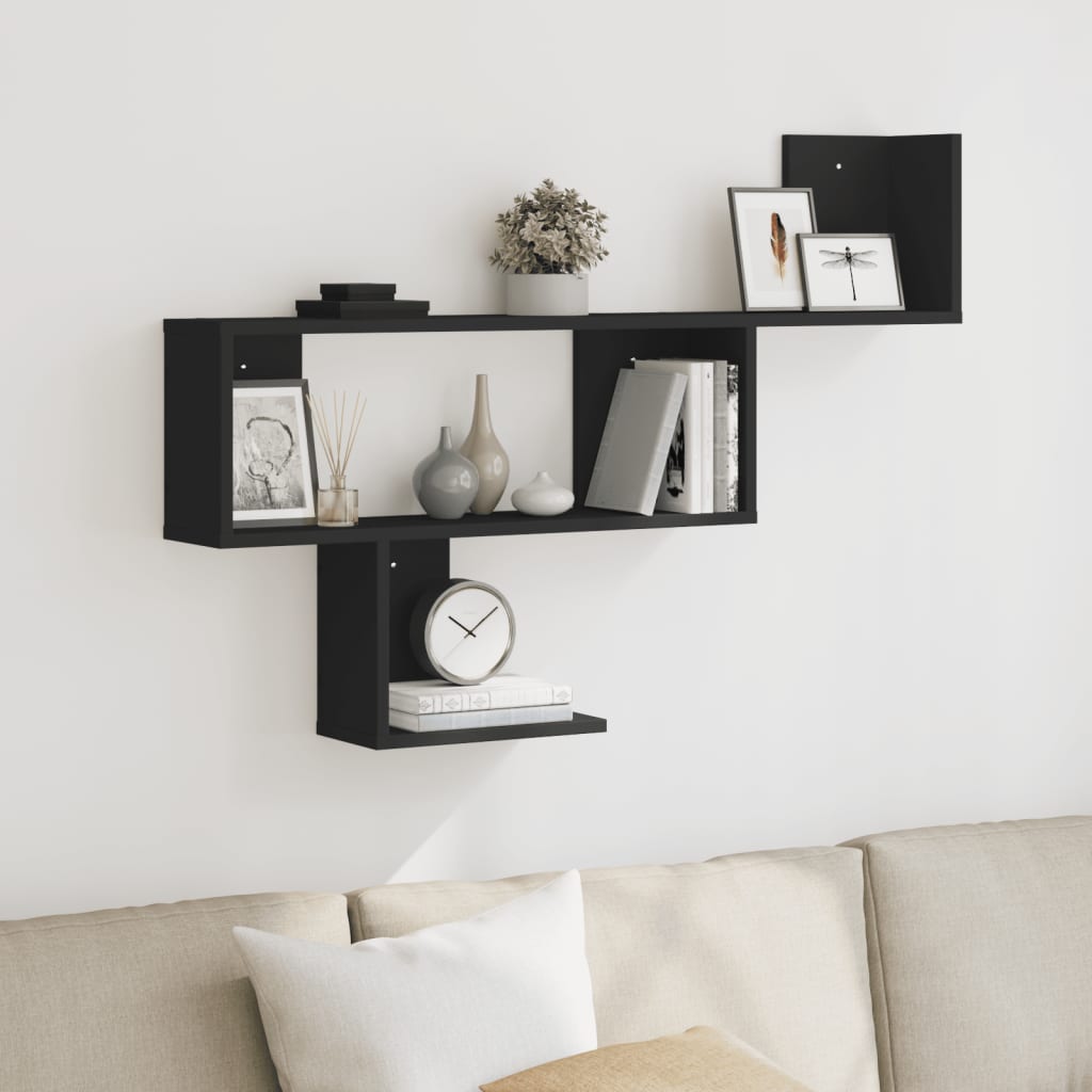 vidaXL Raft de perete, negru, 100x15x70 cm, lemn prelucrat vidaXL Raft de perete, negru, 100x15x70 cm, lemn prelucrat