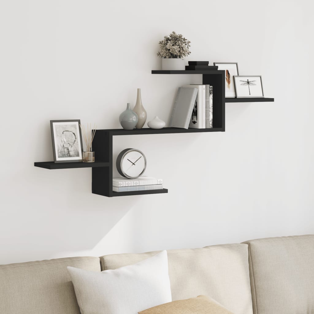 vidaXL Raft de perete, negru, 104x15x49 cm, lemn prelucrat vidaXL Raft de perete, negru, 104x15x49 cm, lemn prelucrat