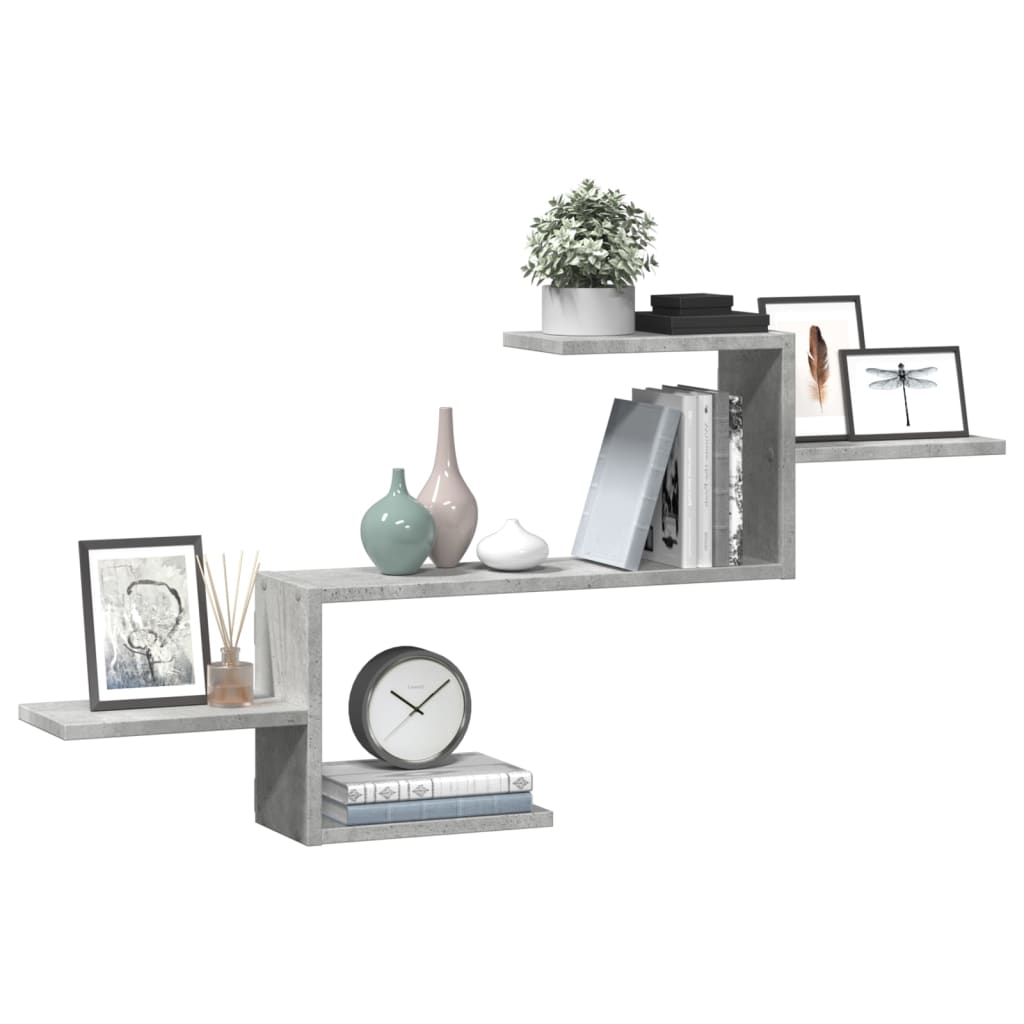 vidaXL Raft de perete, gri beton, 104x15x49 cm , lemn prelucrat