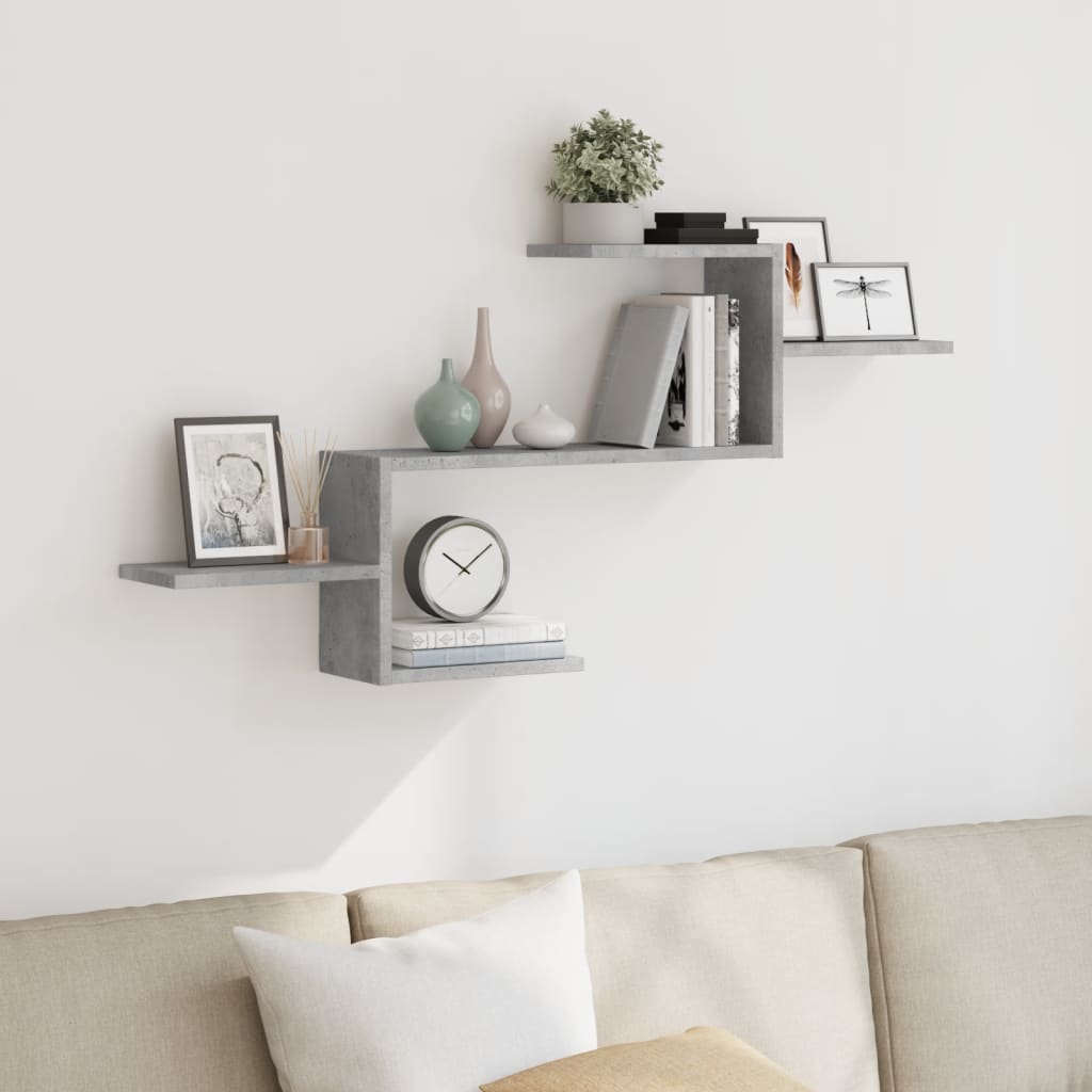 vidaXL Raft de perete, gri beton, 104x15x49 cm , lemn prelucrat