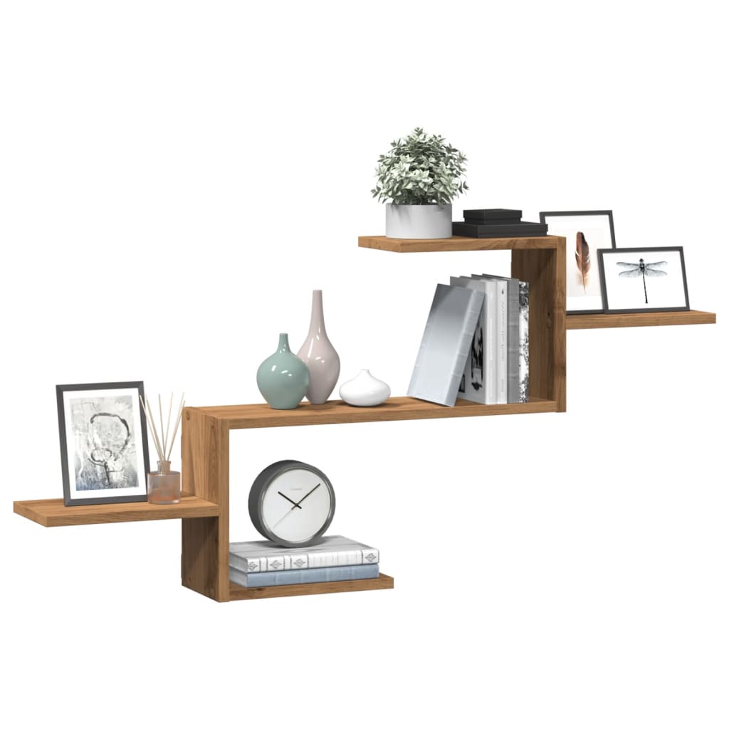 vidaXL Raft de perete, lemn artizanal, 104x15x49 cm, lemn prelucrat vidaXL Raft de perete, lemn artizanal, 104x15x49 cm, lemn prelucrat