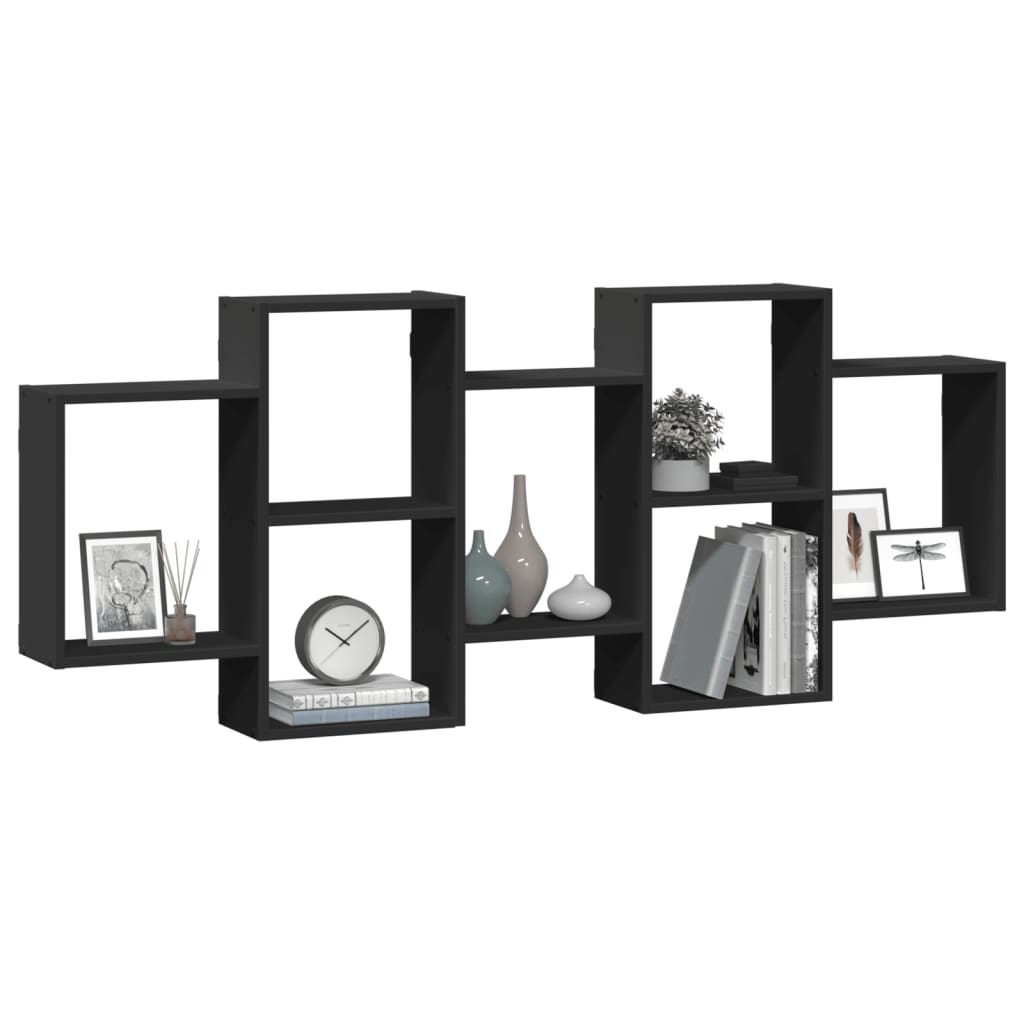 vidaXL Raft de perete, negru, 159x18x65 cm, lemn prelucrat vidaXL Raft de perete, negru, 159x18x65 cm, lemn prelucrat
