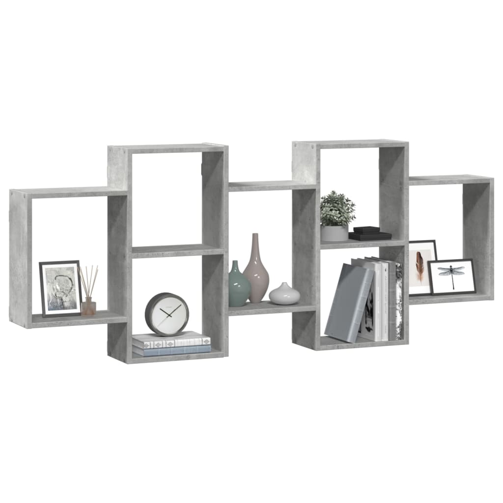 vidaXL Raft de perete, gri beton, 159x18x65 cm, lemn prelucrat