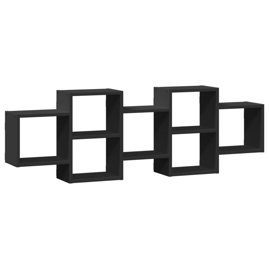 vidaXL Raft de perete, negru, 129x18x42 cm, lemn prelucrat vidaXL Raft de perete, negru, 129x18x42 cm, lemn prelucrat