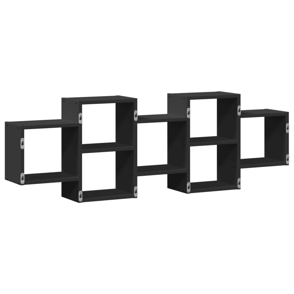 vidaXL Raft de perete, negru, 129x18x42 cm, lemn prelucrat vidaXL Raft de perete, negru, 129x18x42 cm, lemn prelucrat