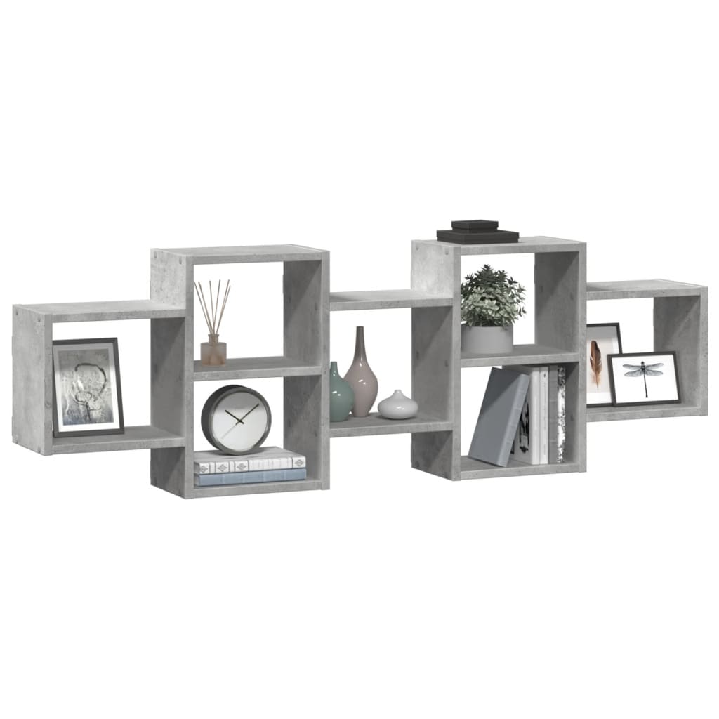 vidaXL Raft de perete, gri beton, 129x18x42 cm, lemn prelucrat