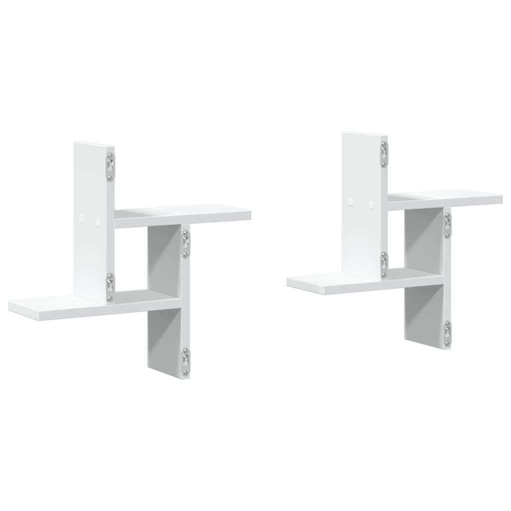 vidaXL Rafturi de perete, 2 buc., alb, 38x12x38 cm, lemn prelucrat