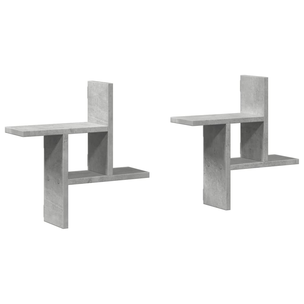 vidaXL Rafturi perete, 2 buc., gri beton, 38x12x38 cm, lemn prelucrat