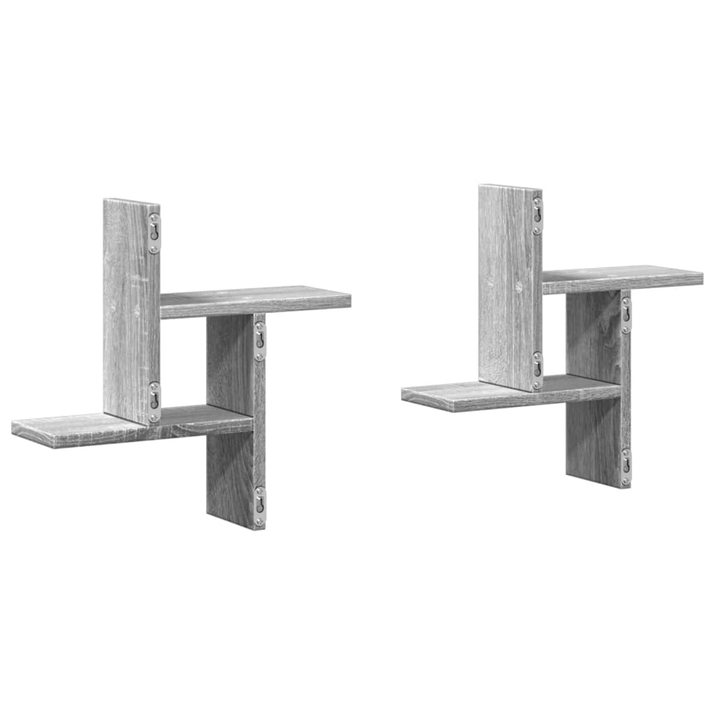 vidaXL Rafturi de perete 2 buc. gri sonoma 38x12x38 cm lemn prelucrat vidaXL Rafturi de perete 2 buc. gri sonoma 38x12x38 cm lemn prelucrat