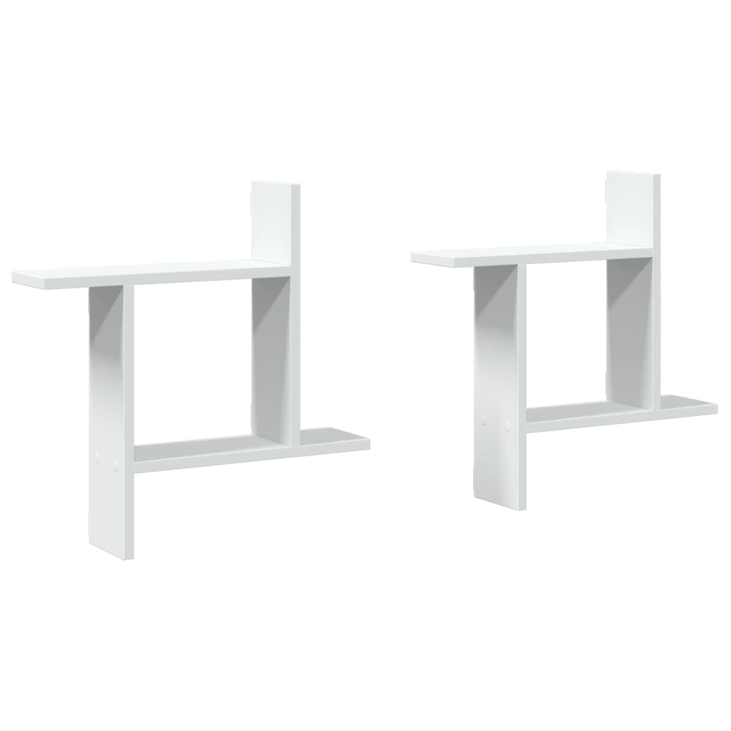 vidaXL Rafturi de perete, 2 buc., alb, 50x12x50 cm, lemn prelucrat