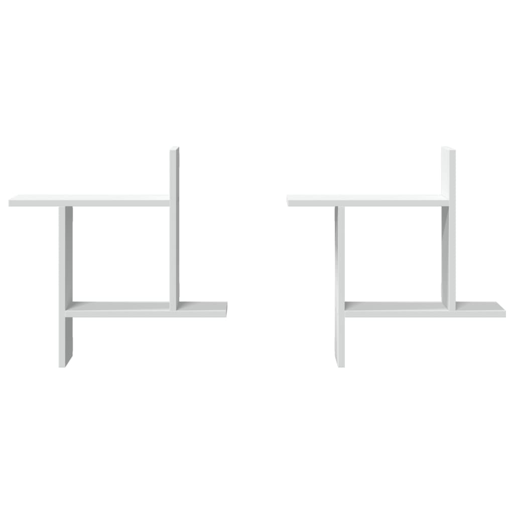 vidaXL Rafturi de perete, 2 buc., alb, 50x12x50 cm, lemn prelucrat