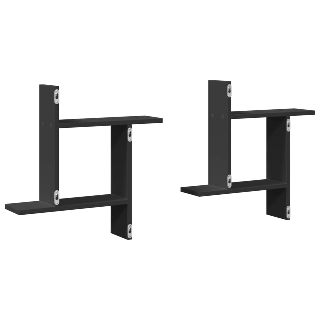 vidaXL Rafturi de perete, 2 buc., negru, 50x12x50 cm, lemn prelucrat vidaXL Rafturi de perete, 2 buc., negru, 50x12x50 cm, lemn prelucrat