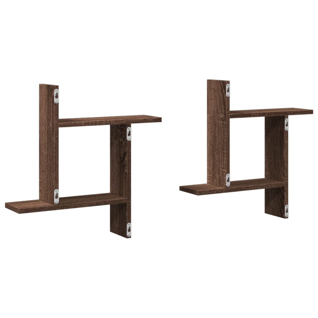 vidaXL Rafturi de perete 2 buc. stejar maro 50x12x50 cm lemn prelucrat vidaXL Rafturi de perete 2 buc. stejar maro 50x12x50 cm lemn prelucrat