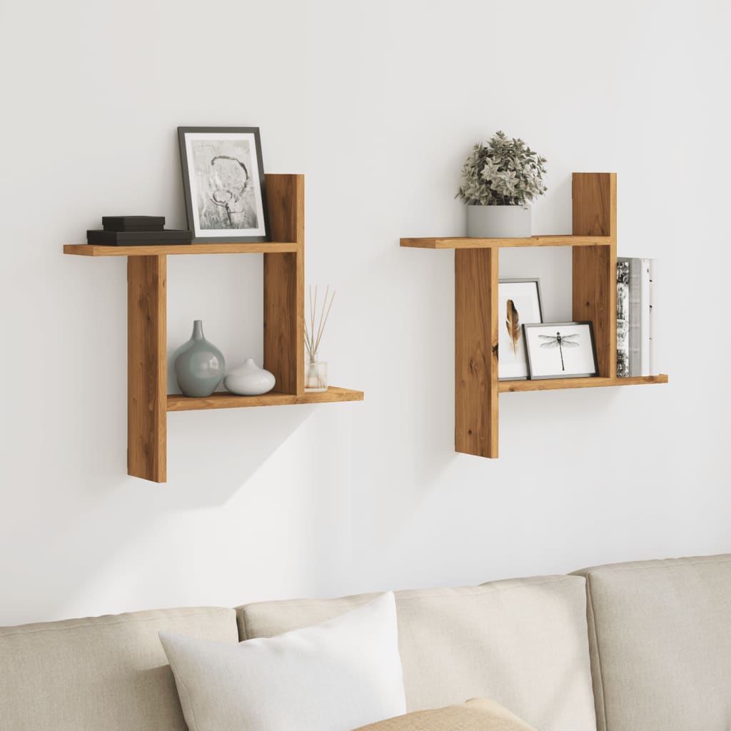 vidaXL Rafturi perete 2buc. stejar artizanal 50x12x50cm lemn prelucrat vidaXL Rafturi perete 2buc. stejar artizanal 50x12x50cm lemn prelucrat