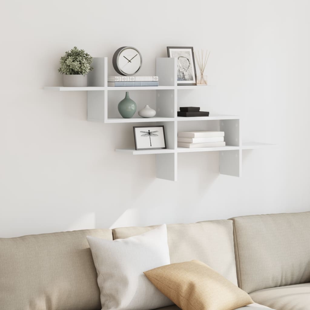 vidaXL Raft de perete, alb, 124,5x18x60,5 cm, lemn prelucrat