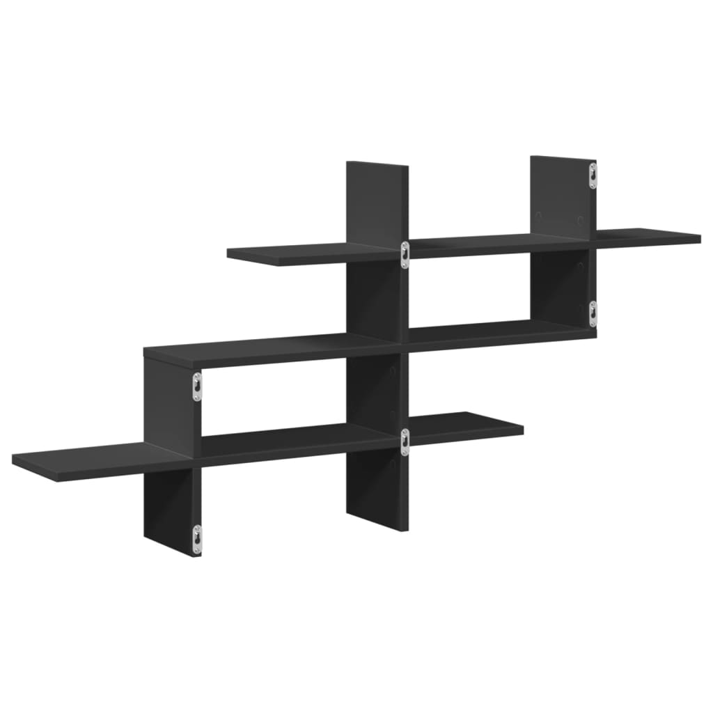 vidaXL Raft de perete, negru, 124,5x18x60,5 cm, lemn prelucrat vidaXL Raft de perete, negru, 124,5x18x60,5 cm, lemn prelucrat