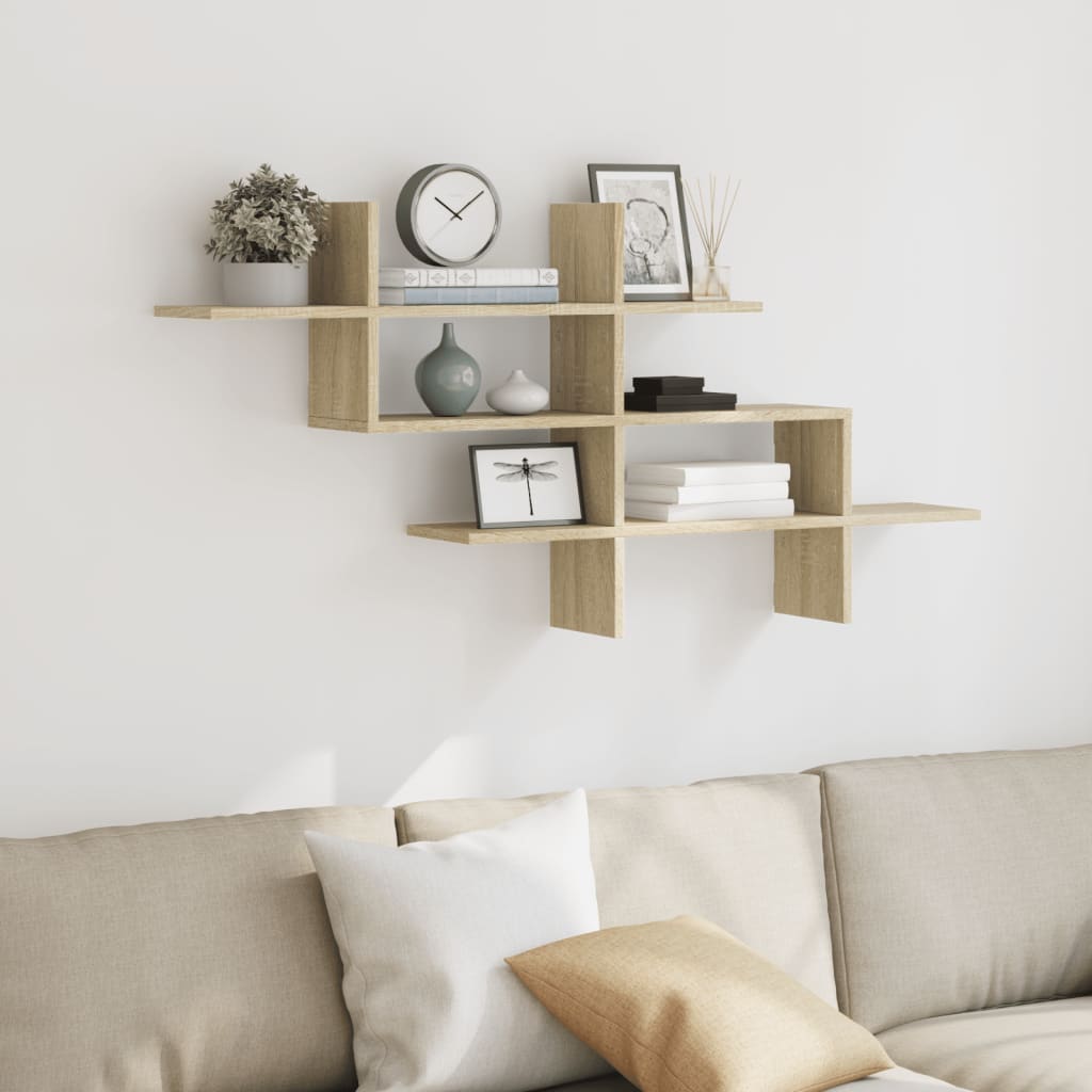 vidaXL Raft de perete, stejar sonoma, 124,5x18x60,5 cm, lemn prelucrat
