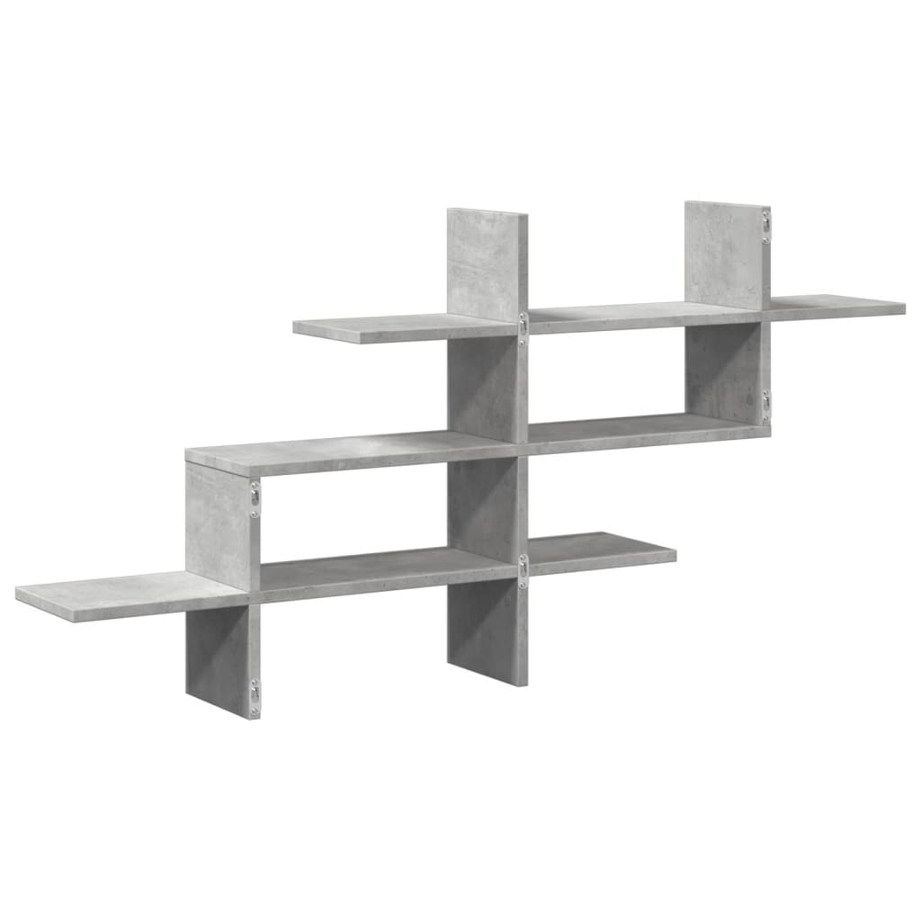 vidaXL Raft de perete, gri beton, 124,5x18x60,5 cm, lemn prelucrat