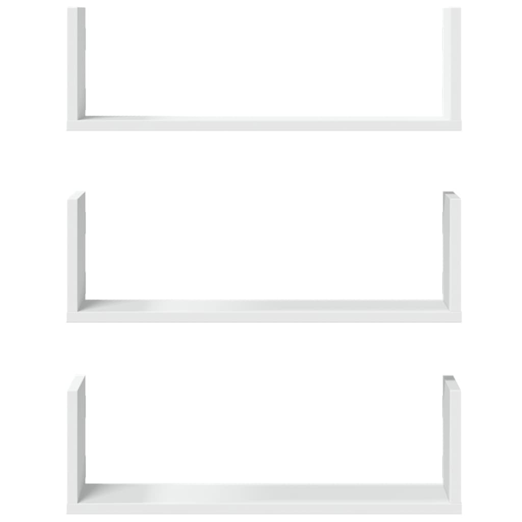 vidaXL Rafturi de perete, 3 buc., alb, 58x18x18 cm, lemn prelucrat