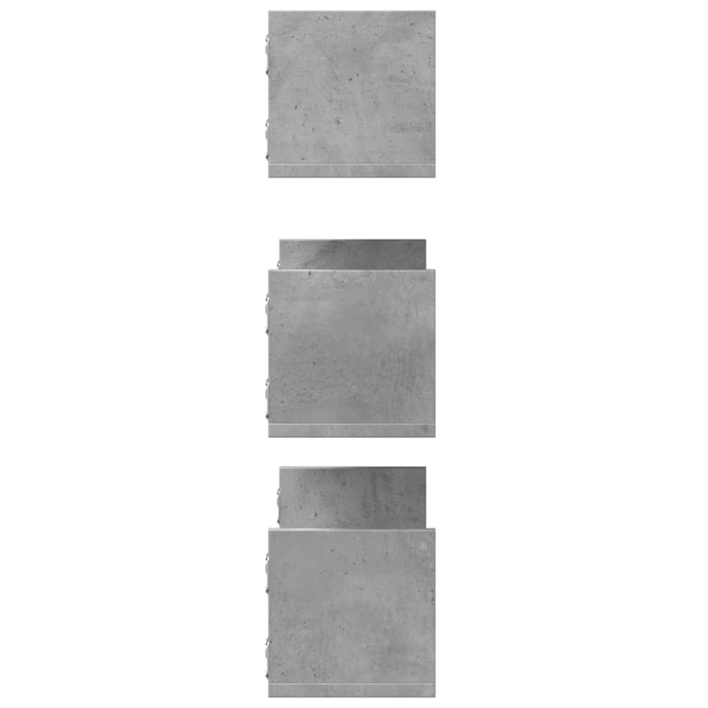 vidaXL Rafturi perete, 3 buc., gri beton, 58x18x18 cm, lemn prelucrat