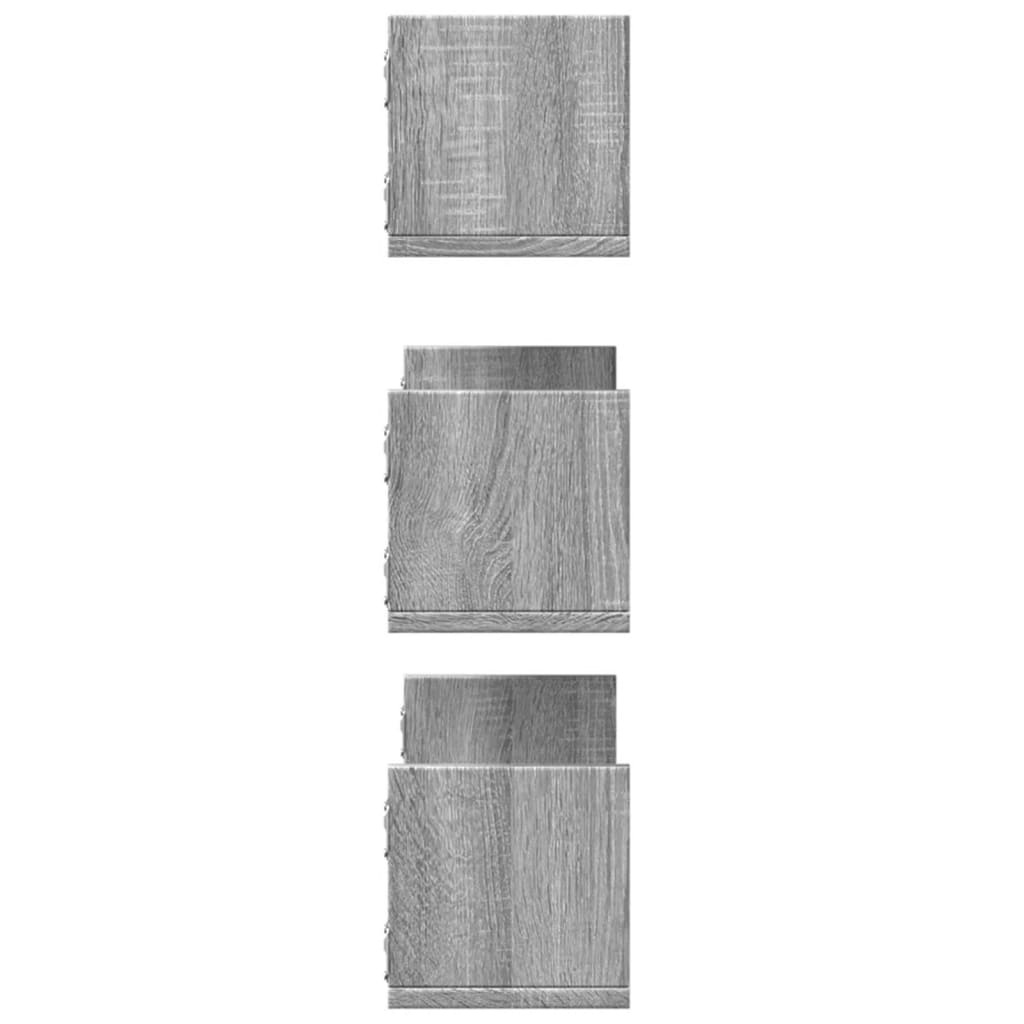 vidaXL Rafturi de perete 3 buc. gri sonoma 58x18x18 cm lemn prelucrat vidaXL Rafturi de perete 3 buc. gri sonoma 58x18x18 cm lemn prelucrat