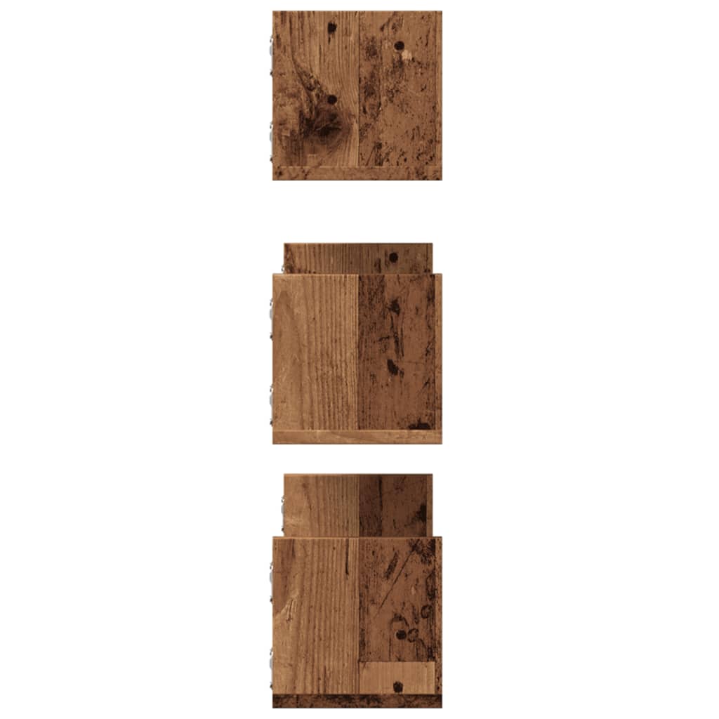 vidaXL Rafturi perete, 3 buc., lemn vechi, 58x18x18 cm, lemn prelucrat